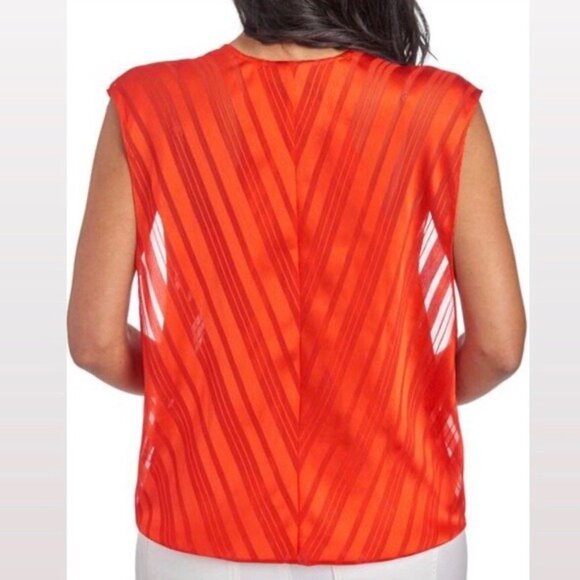 Rachel Roy Neon Tigerlily Burnout Silky Top, Red/Orange Size L New w/Tag - Picture 3 of 10